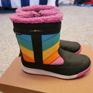 Merrell Girls' Alpine Puffer Waterproof Rainbow Winter Boots size 5